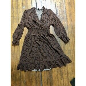 Animal Print Dress XL Leopard Print Stretchy Waist Long Sleeve